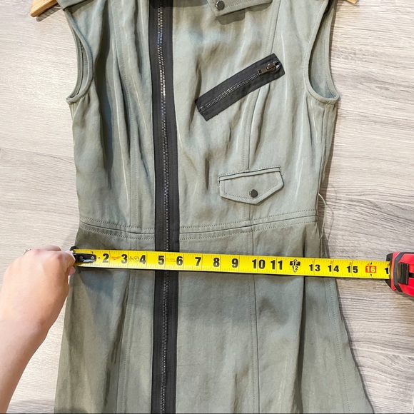 Alexander Wang Twill Olive Green Military Sheath Zipper Designer Dress 4 - Picture 10 of 11